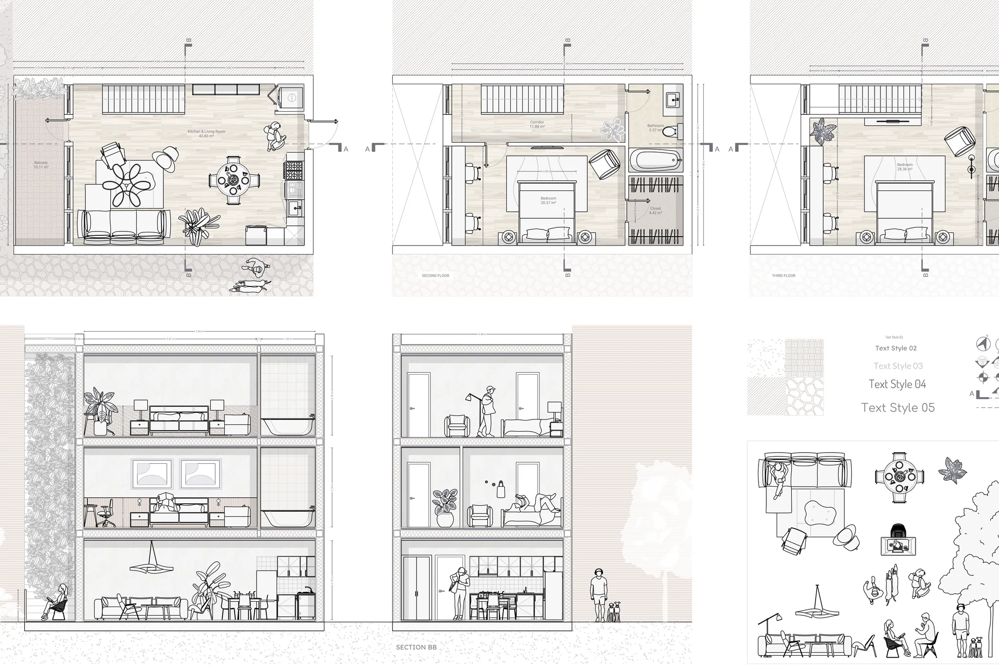 Triplex Apartment Floor Plan